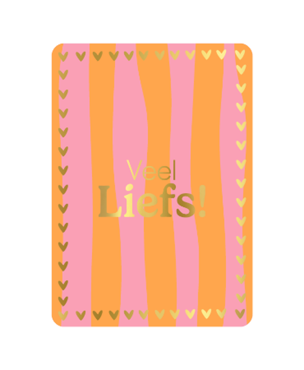 ansichtkaart veel liefs oranje/roze