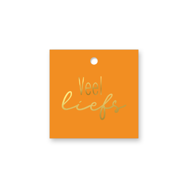 kadolabel veel liefs oranje 60x60mm