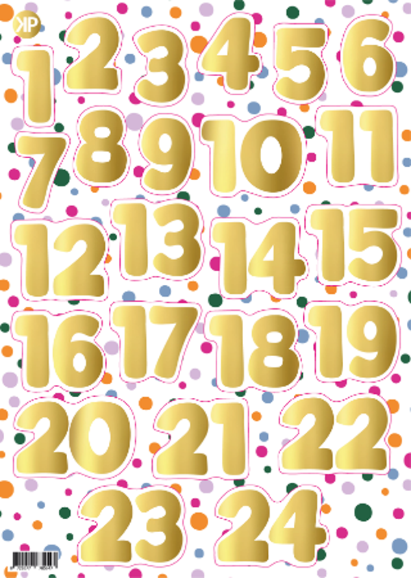 stickervel getallen goud