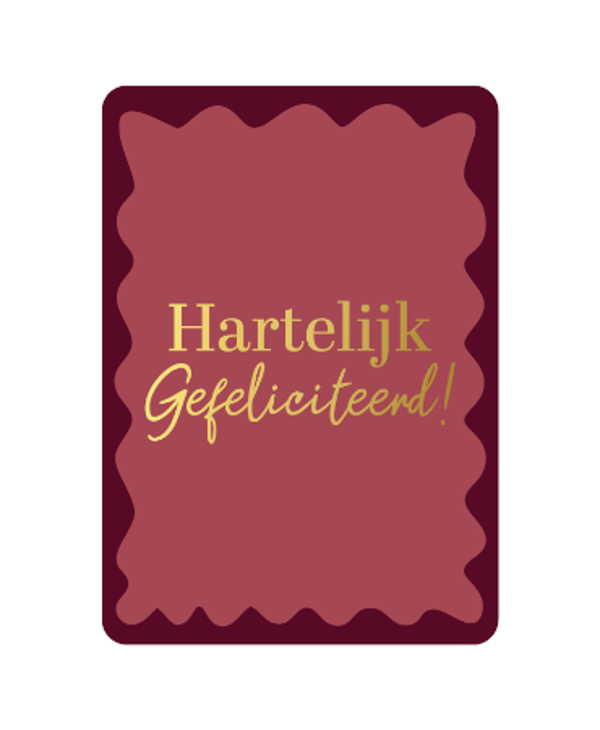 ansichtkaart hartelijk gefeliciteerd donker rood