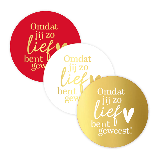 sint sticker omdat jij zo lief bent geweest 3 stuks 40mm