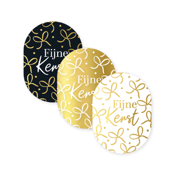 kerst sticker fijne kerst strikjes 3 stuks 43x59mm