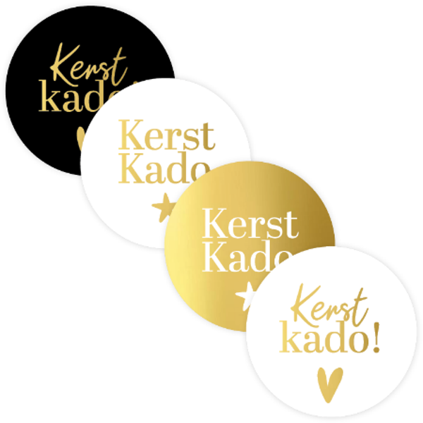 sticker kerstkado 4 stuks 50mm