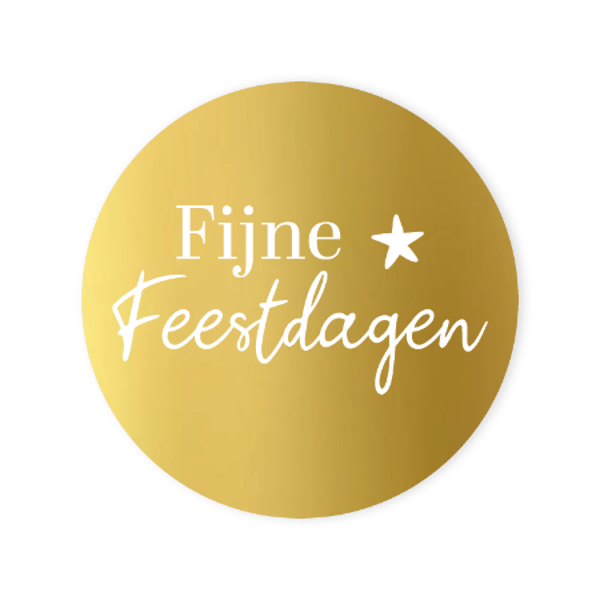 sticker kerst fijne feestdagen goud 50mm