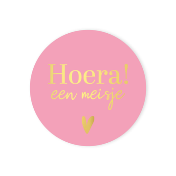 sticker hoera een meisje 40mm