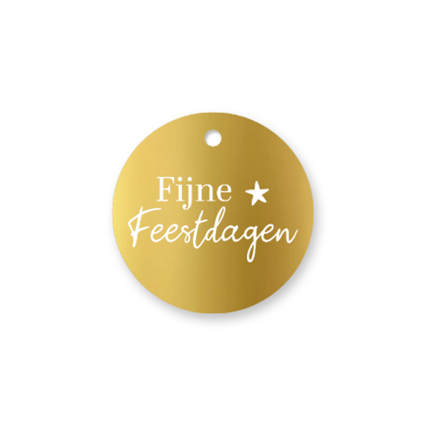 kerst cadeaulabel fijne feestdagen goud 60mm