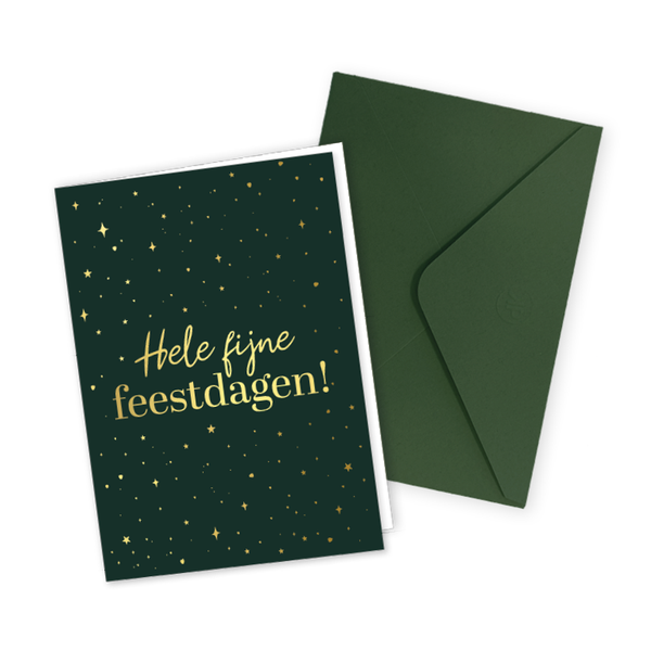 wenskaart hele fijne feestdagen donkergroen