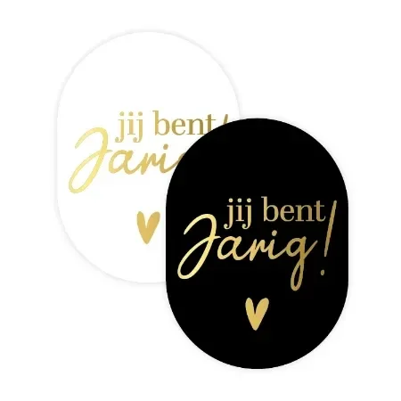 sticker jij bent jarig 2 varianten 42x88mm