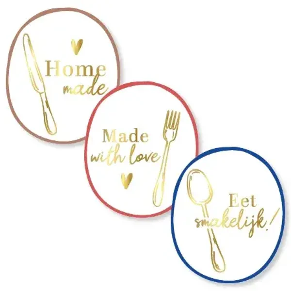 sticker eet smakelijk 3 varianten 50x42mm