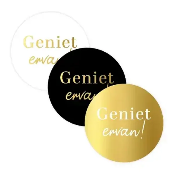 sticker geniet ervan 3 varianten 40mm
