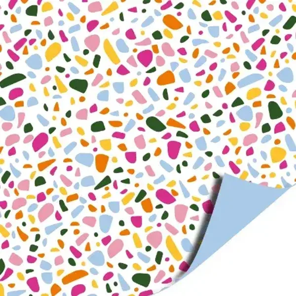 kadopapier terrazzo roze/blauw dubbelzijdig