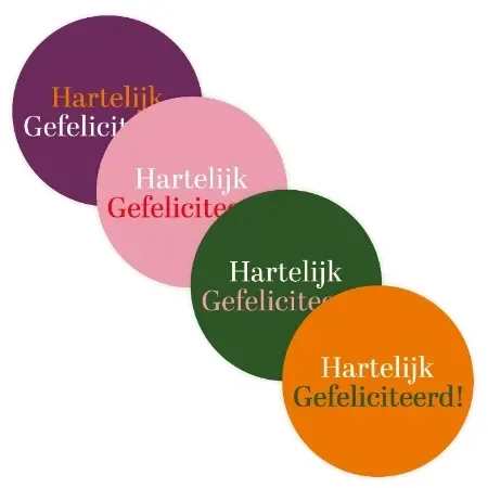 sticker hartelijk gefeliciteerd boho 4 stuks 40mm