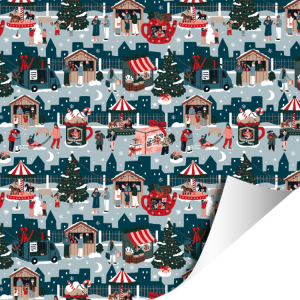 kerst cadeaupapier winterfair dubbelzijdig