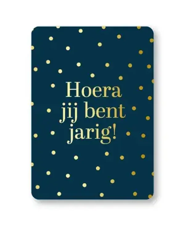 cadeaukaartje hoera jij bent jarig donkerblauw