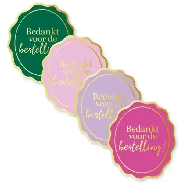 sticker bedankt voor de bestelling 4 stuks 46x54mm BINNENKORT VERKRIJGBAAR