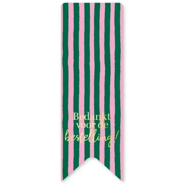 sticker langwerpig bedankt voor de bestelling groen/roze 45x125mm BINNENKORT VERKRIJGBAAR
