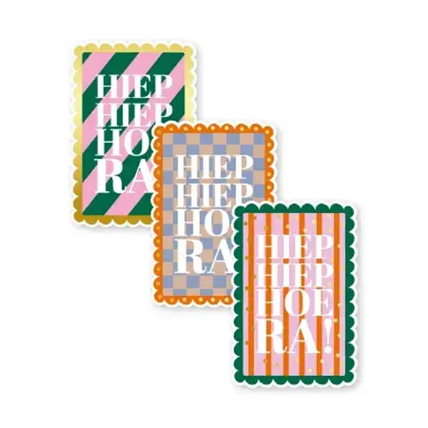 sticker hiephiephoera langwerpig 40x60mm 3 stuks BINNENKORT VERKRIJGBAAR