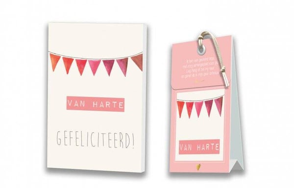 Kaart met bijpassend geurzakje van harte gefeliciteerd color