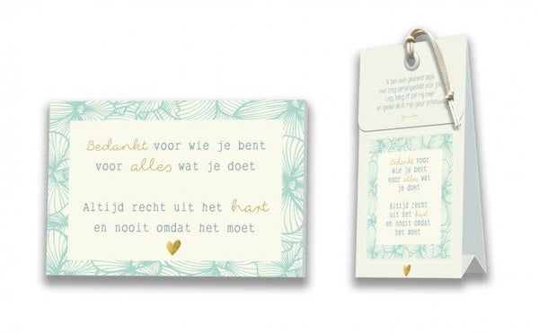 Kaart met bijpassend geurzakje Bedankt voor wie je bent