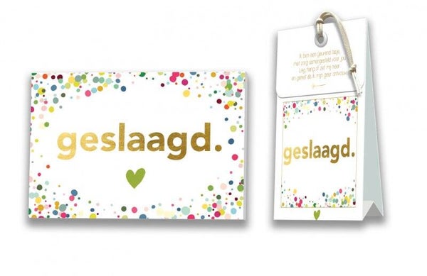 kaart met bijpassend geurzakje geslaagd color