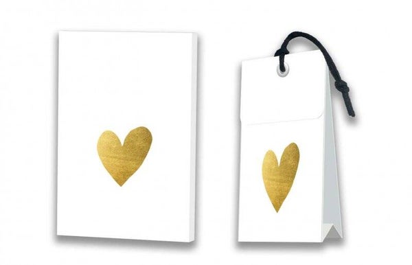 Kaart met bijpassend geurzakje goud hartje