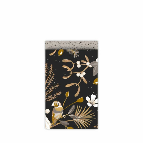 Cadeauzakje Bloemen zwart (M)