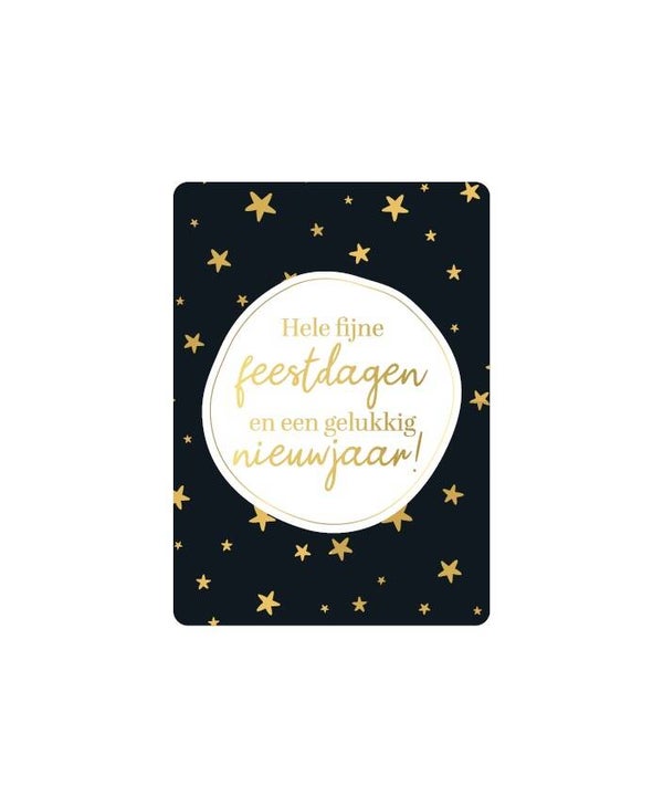kerst cadeaukaartje hele fijne feestdagen zwart/goud