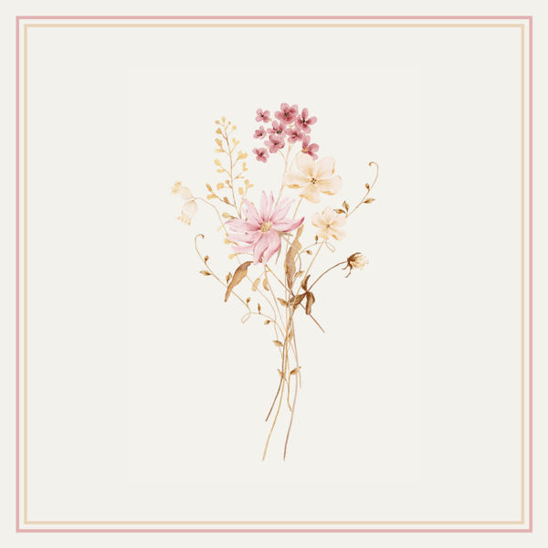 Wenskaart aquarel bloemen met lijst