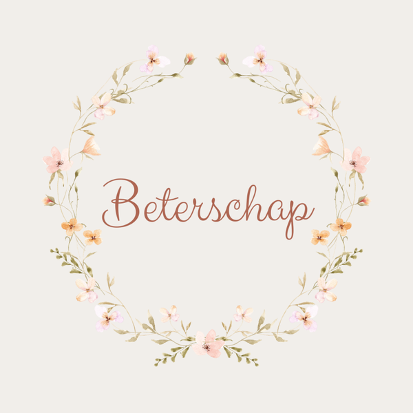 Wenskaart beterschap bloemenkrans taupe