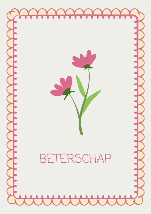 ansichtkaart beterschap met lijst