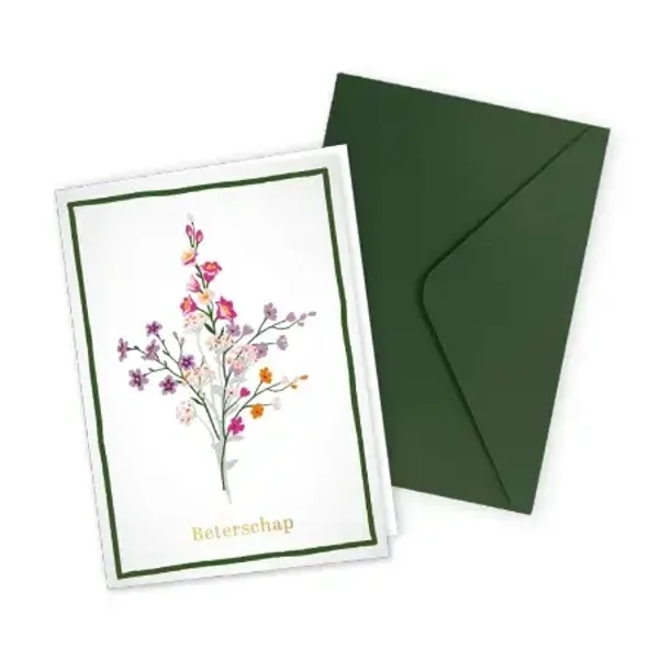 wenskaart beterschap bosje bloemen BINNENKORT VERKRIJGBAAR