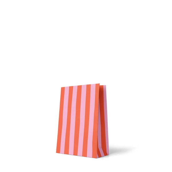 Blokbodemzak strepen roze/rood