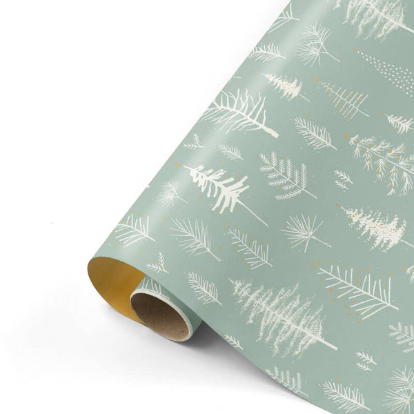 kerst cadeaupapier kerstbomen groend dubbelzijdig