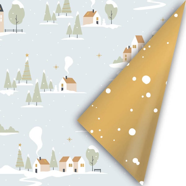 kadopapier huisjes licht blauw dubbelzijdig