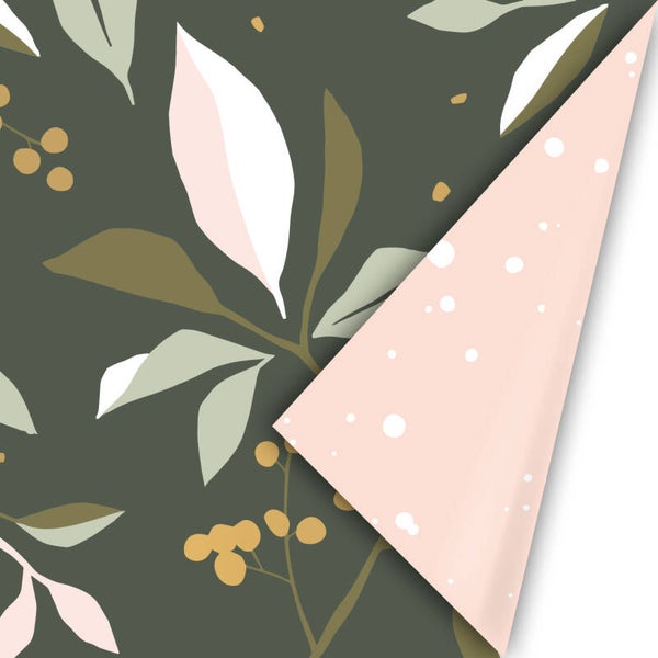kerst cadeaupapier bladeren groen dubbelzijdig