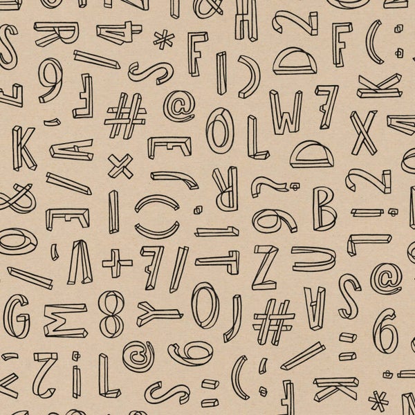 sint cadeaupapier letters/cijfers kraft