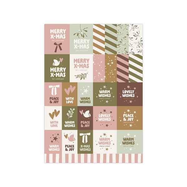 kerst stickervel merry x mas