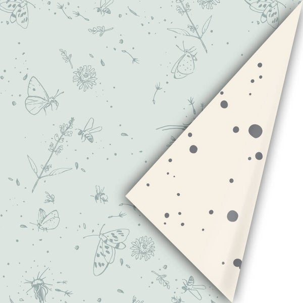 cadeaupapier bijtjes, bloemetjes dubbelzijdig