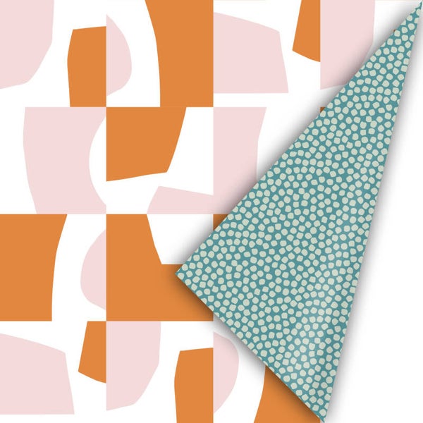 kadopapier mozaiek roze/roest dubbelzijdig