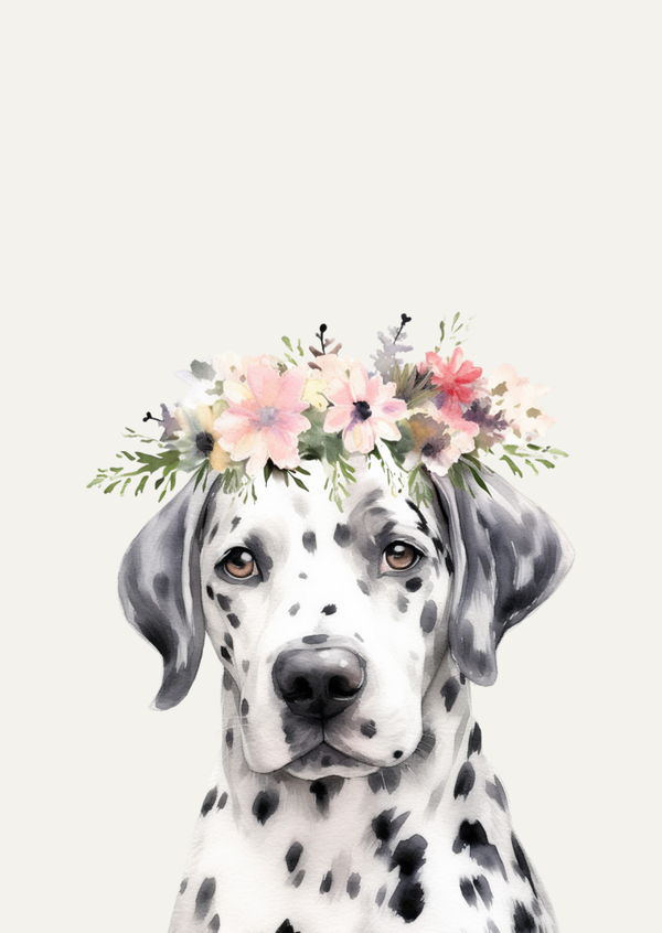 ansichtkaart dalmatiër met bloemen