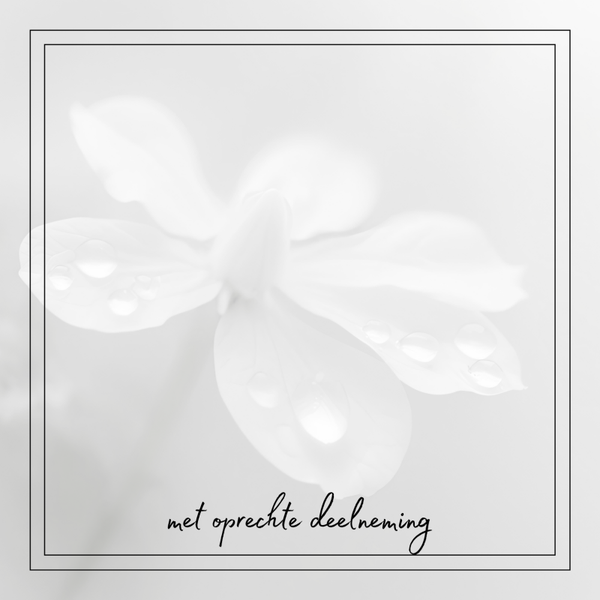 wenskaart deelneming bloem met druppel COMING SOON