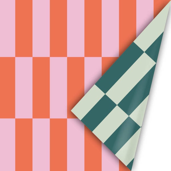 kadopapier strepen oranje/roze dubbelzijdig