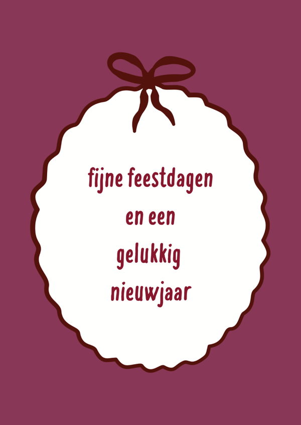 kerst ansichtkaart fijne feestdagen en een gelukkig nieuwjaar donker rood