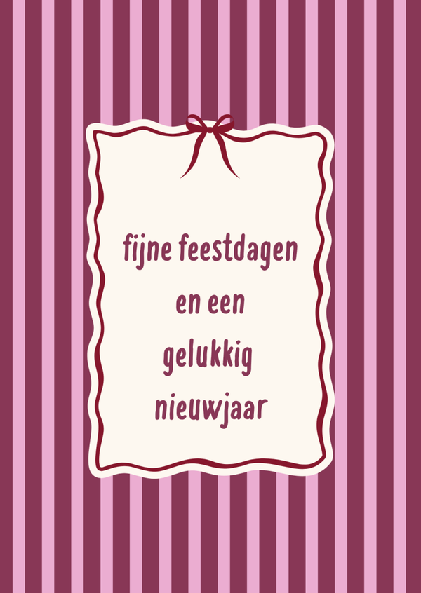 kerst ansichtkaart fijne feestdagen streepjes