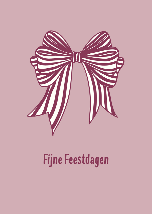 kerst ansichtkaart fijne feestdagen strik