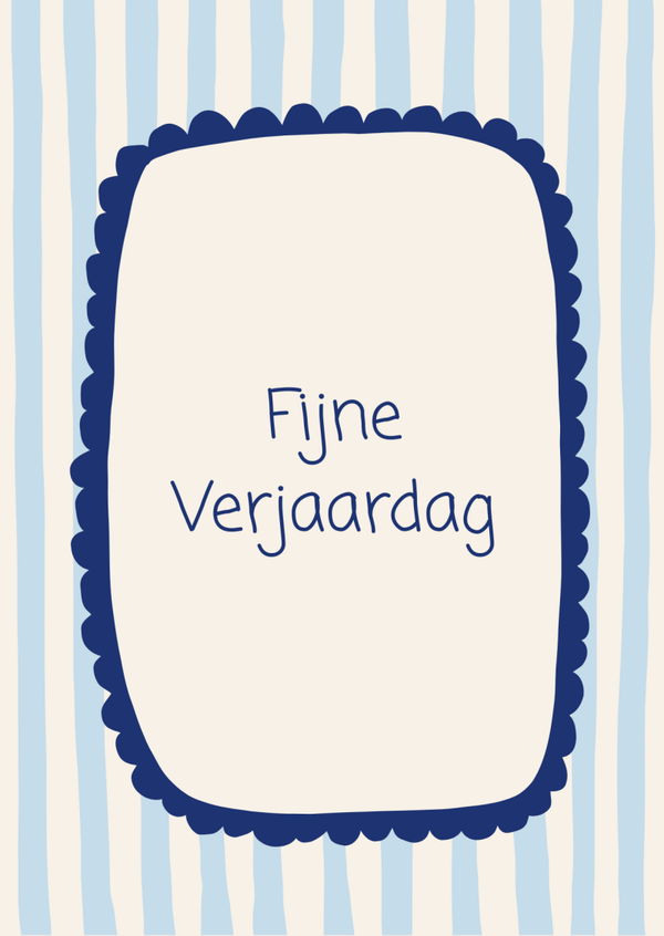 ansichtkaart fijne verjaardag blauw streepjes