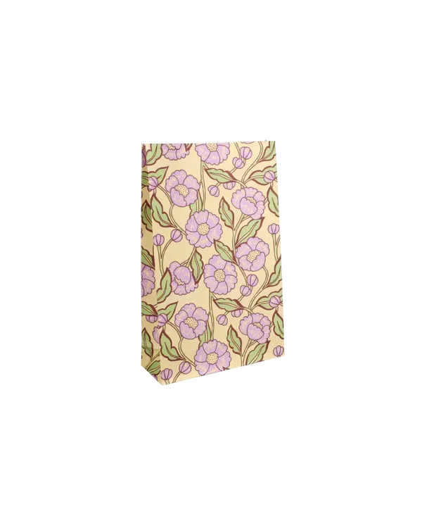 blokbodemzak flower lila/geel M