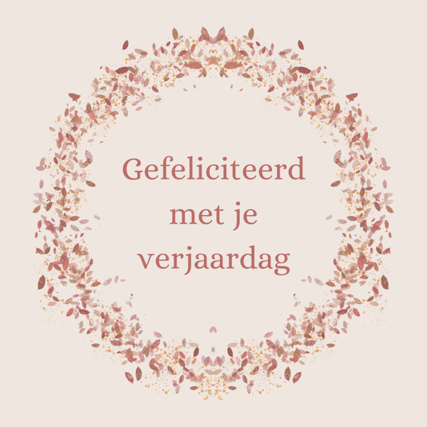 Wenskaart Gefeliciteerd met je verjaardag krans oud roze bloemetjes BINNENKORT WEER OP VOORRAAD