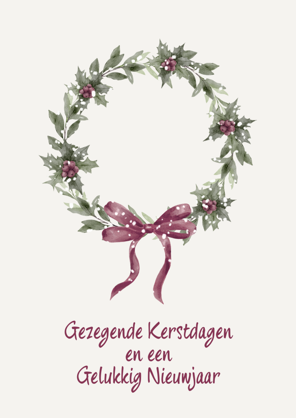 kerst ansichtkaart gezegende kerstdagen krans