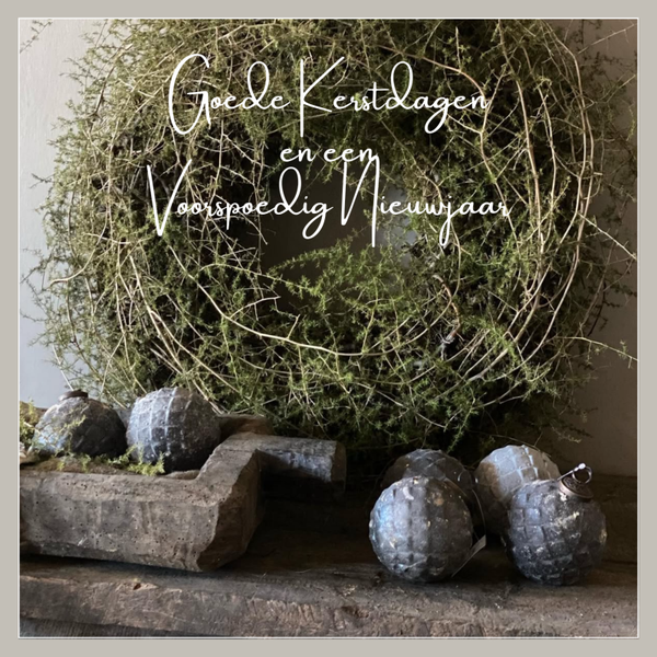kerst wenskaart GOEDE KERSTDAGEN krans met ballen